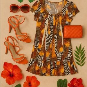 Animal print ruffle tunic - simply irresistible size Large